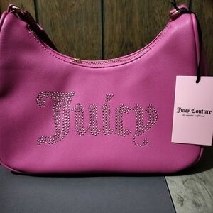 Juicy Couture Hot Pink Rhinestone Script Shoulder Bag